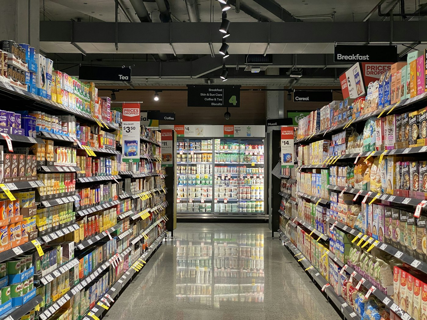 Fresh grocery aisle full of produce